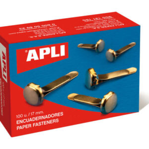 apli caja de 100 encuadernadores metalicos dorados 17mm sin arandela aptos para todo tipo de documentos ideales para encuadernar y manualidades