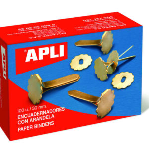 apli pack de 100 encuadernadores metalicos con arandela 18mm aptos para todo tipo de documentos incluyen arandela para embellecer y evitar rozaduras
