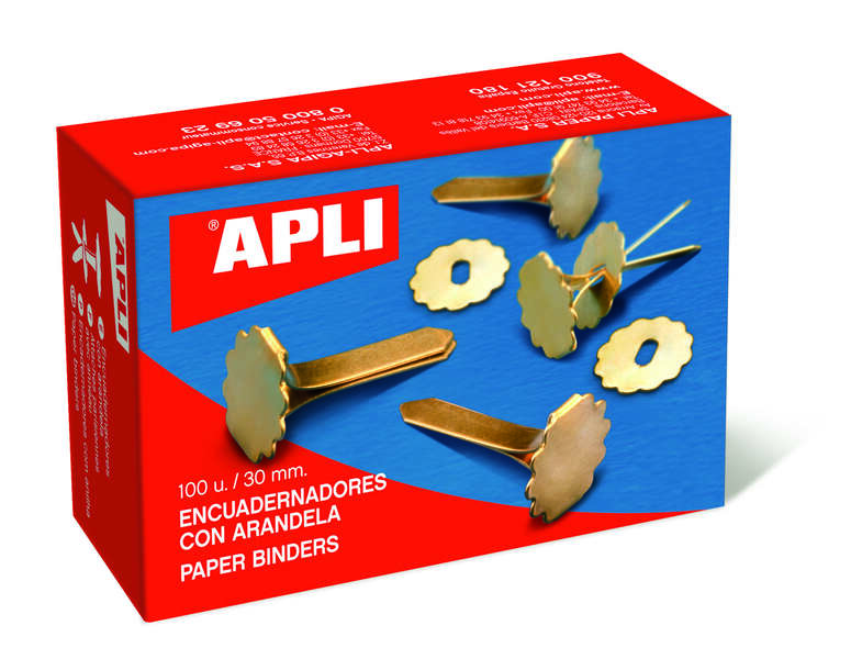 apli pack de 100 encuadernadores metalicos con arandela 18mm aptos para todo tipo de documentos incluyen arandela para embellecer y evitar rozaduras