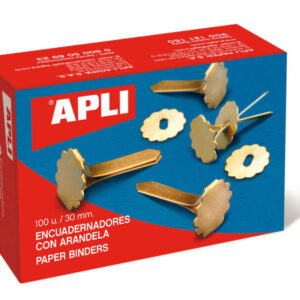 apli encuadernadores metalicos con arandela 30mm incluyen arandela para embellecer y evitar rozaduras caja de 100 unidades