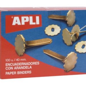 apli encuadernadores metalicos con arandela 40mm caja de 100 aptos para todo tipo de documentos incluyen arandela para embellecer y evitar rozaduras