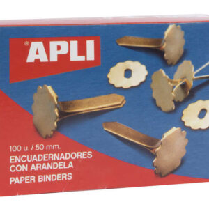 apli encuadernadores metalicos con arandela 50mm incluyen arandela para embellecer y evitar rozaduras caja de 100 unidades