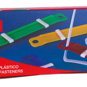 apli pack de 50 fasteners de plastico con lengüeta tamaño 90x12mm cierre compresor ideal para organizar papel colores surtidos