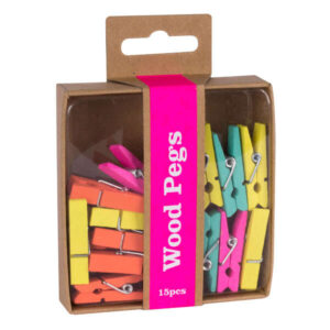 apli fluor collection pinzas de madera 15 unidades de colores fluorescentes caja kraft con eurohole recambio para expositor 15146