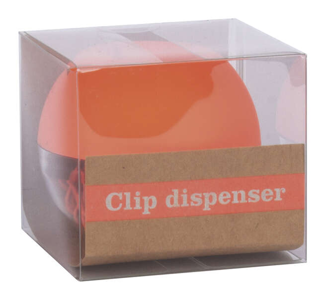 apli fluor collection dispensador de clips Ø 70x60 mm tapa magnetica "soft touch" naranja incluye 50 clips amarillo fluorescente 28 mm