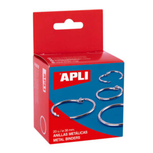 apli anillas articuladas metalicas 38mm acabado niquelado duradero ideal para encuadernacion y scrapbooking caja con 20 anillas