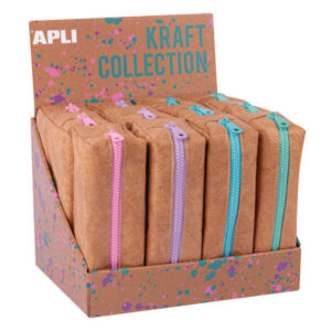apli kraft collection estuche compacto con cremallera de colores pastel medidas 185x75x55mm con gran capacidad, flexibilidad y resistencia facil de limpiar y resistente al agua