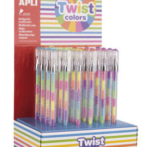 apli expositor boligrafos gel pen twist colors 0.8mm tinta que cambia de color acabado fluor 24 unidades secado rapido y larga duracion