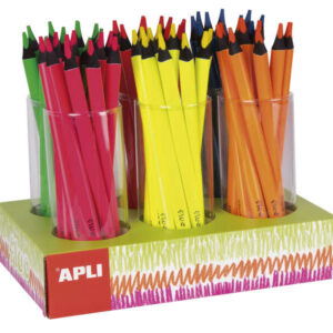 apli jumbo fluor expositor de 108 lapices triangulares de colores fluorescentes 5mm de grosor colores fluorescentes surtidos