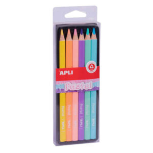 apli lapices jumbo pastel pack con 6 lapices de colores jumbo 5mm de grosor forma triangular para mejor sujecion y cobertura colores pastel surtidos