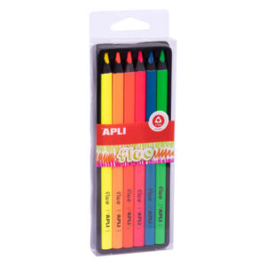 apli lapices jumbo fluo pack con 6 lapices de colores jumbo 5mm de grosor forma triangular para mejor sujecion y cobertura colores fluo surtidos