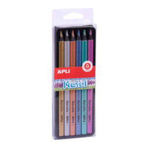 apli lapices jumbo metal pack con 6 lapices de colores jumbo 5mm de grosor forma triangular para mejor sujecion y cobertura colores metalizados surtidos