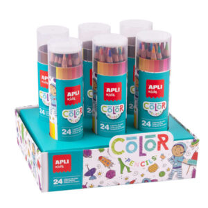 apli expositor con 6 packs de 24 lapices de colores hexagonales mina de 4mm colores surtidos