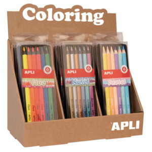 apli jumbo set de lapices 5mm de grosor 12 cajas surtidas con 6 lapices cada una fluo, metal y pastel