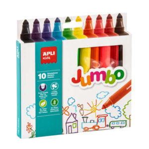 apli kids rotuladores jumbo triangulares Ø 16.7x140 mm punta maxi bloqueada de Ø 9.6 mm colores surtidos lavables y no toxicos
