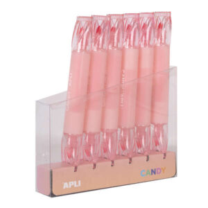 apli caramelo marcador doble punta 5mm plana y 2mm redonda ideal para agendas, libretas y calendarios color rosa