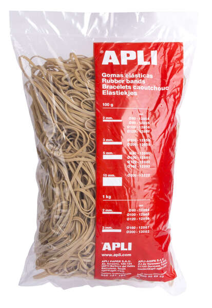 apli gomas elasticas de caucho natural Ø 160 x 3mm gran elasticidad y resistencia 1kg de contenido