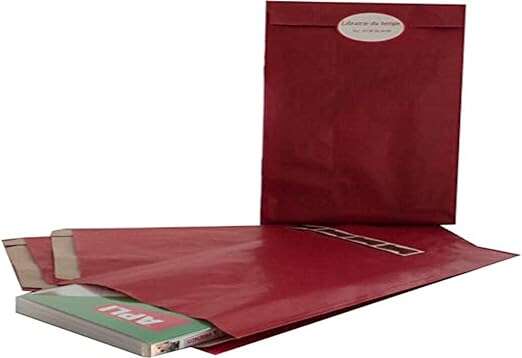 apli pack de 250 sobres kraft tamaño 24x43x7mm papel kraft 50g/m² reutilizables y reciclables color rojo