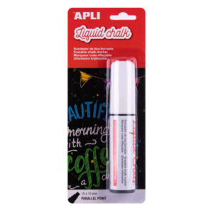apli rotulador de tiza liquida paralelo 10x15mm blanco facil de borrar con paño humedo secado rapido y uso sencillo