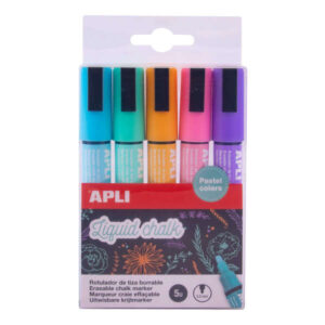 apli pack de 5 rotuladores de tiza liquida punta redonda punta 5.5 mm secado rapido colores pastel surtidos