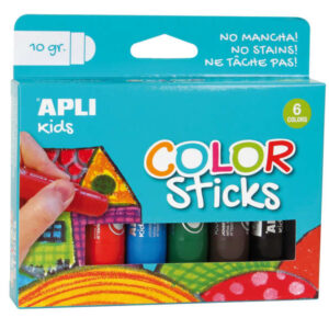 apli color sticks pack con 6 temperas solidas de 10g acabado satinado sin necesidad de barniz secado rapido en menos de 3 minutos efecto cera o tempera segun la presion ejercida
