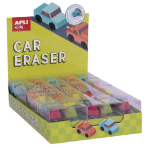 apli goma de borrar coche modelos surtidos forma de coche que sirve para borrar y jugar modelos de coche, camion y dos excavadoras en diferentes colores
