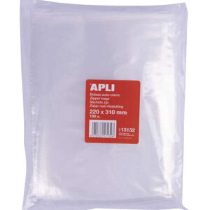 apli pack de 100 bolsas zip auto cierre transparentes 220x310mm material ldpe cierre seguro y facil manipulacion aptas para uso alimenticio