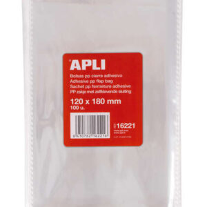 apli pack de 100 bolsas polipropileno transparente con cierre adhesivo tamaño 120 x 180mm galga 120 alta resistencia y flexibilidad uso alimenticio