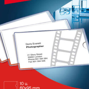apli bolsillos adhesivos porta tarjetas 95 x 60mm ideal para presentaciones impresas, dosieres, catalogos, libros, planos, archivadores, carpesanos, moviles y dispositivos electronicos pack de 10