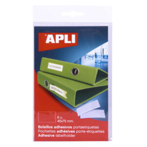 apli bolsillos adhesivos para etiquetas 45 x 75mm cambia la informacion de la etiqueta segun tus necesidades pack de 6 unidades