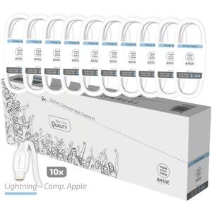 techonetech basik pack de 10 cables usb macho lightning macho longitud 1m