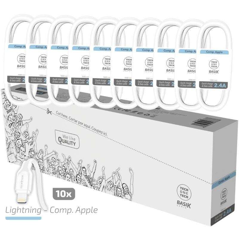 techonetech basik pack de 10 cables usb macho lightning macho longitud 1m