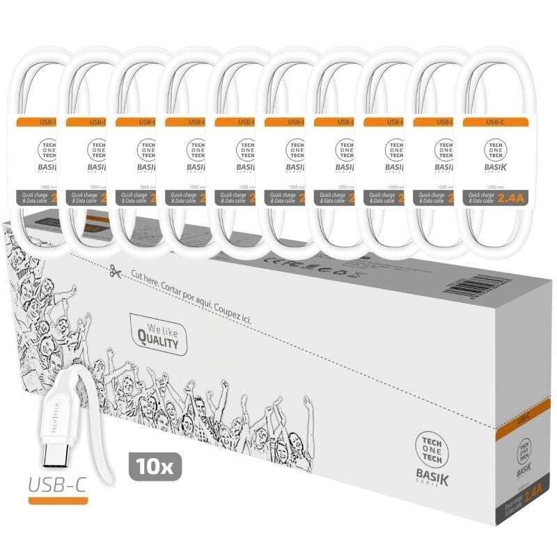 techonetech basik pack de 10 cables usb a macho usb c macho longitud 1m
