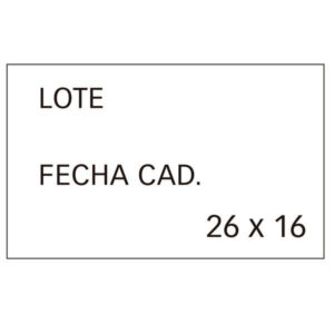 apli pack de 6 rollos x 1.000 etiquetas blancas removibles 26x16mm para etiquetadoras de precios de 2 lineas preimpresas con "lote" y "fecha cad" compatibles con modelos 101419 y 102365