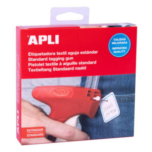 apli etiquetadora textil estandar incluye tapon de proteccion y correa de muñeca compatible con agujas y navetes apli