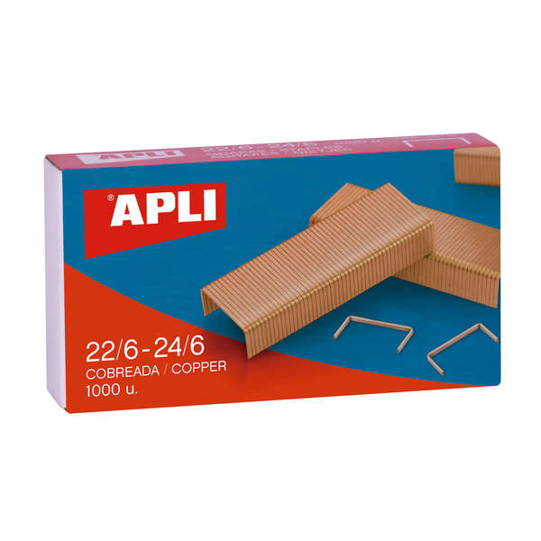 apli grapas de cobre galvanizadas 22/6 24/6 capacidad de 30 hojas material duradero y resistente extremos afilados para un grapado preciso