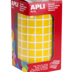 apli gomets cuadrados amarillos 10x10mm 59 hojas pretroqueladas 6372 gomets por rollo ideal para escuelas y talleres infantiles normas en 71 y fsc adhesivo base agua materiales 100% reciclables