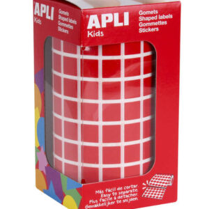 apli gomets cuadrados rojos tamaño 10x10mm 59 hojas pretroqueladas 6372 gomets por rollo adhesivo base agua cumple normas en 71 y fsc