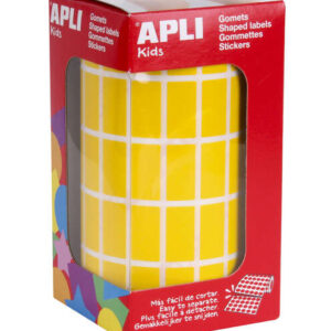 apli gomets rectangulares amarillos 20x10mm 59 hojas pretroqueladas 3540 unidades por rollo ideal para escuelas y talleres infantiles cumple normas en 71 y fsc