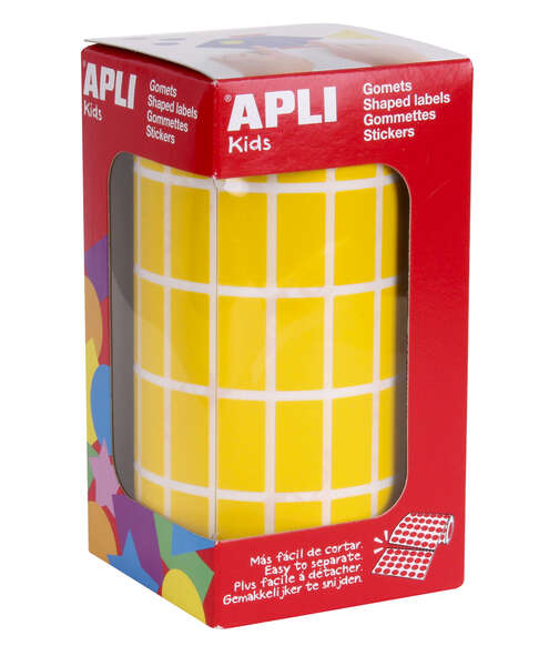 apli gomets rectangulares amarillos 20x10mm 59 hojas pretroqueladas 3540 unidades por rollo ideal para escuelas y talleres infantiles cumple normas en 71 y fsc