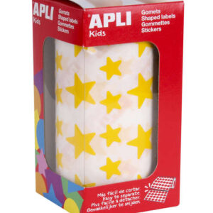 apli gomets estrella amarillos 12.5mm y 19.5mm adhesivo permanente 2360 gomets por rollo ideal para desarrollar habilidades infantiles