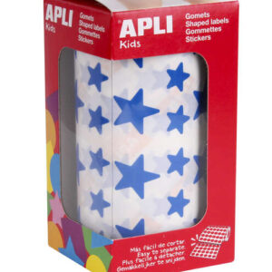 apli gomets estrella azul 12.5mm y 19.5mm adhesivo permanente 59 hojas pretroqueladas 2.360 gomets por rollo