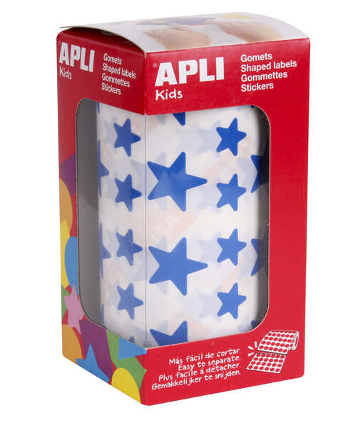 apli gomets estrella azul 12.5mm y 19.5mm adhesivo permanente 59 hojas pretroqueladas 2.360 gomets por rollo