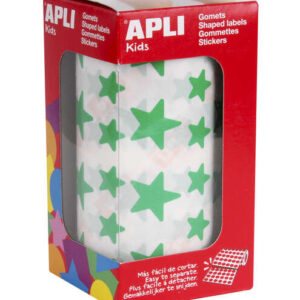 apli gomets estrella verde 12.5mm y 19.5mm adhesivo permanente 2360 gomets por rollo ideal para escuelas y talleres infantiles