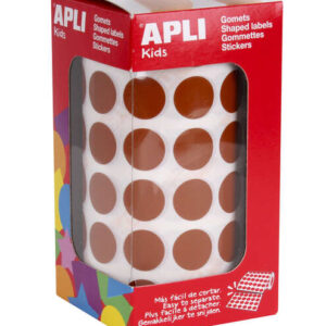 apli rollo con 2.832 gomets redondos Ø 15mm ideal para escuelas y talleres infantiles normas en 71 y fsc cumplidas color marron