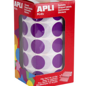 apli gomets redondos lila Ø 20mm 59 hojas pretroqueladas 1770 gomets por rollo ideal para escuelas y talleres infantiles