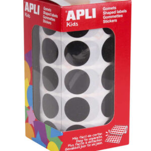 apli pack de 1.770 gomets redondos Ø 20mm adhesivo permanente base de agua libre de disolventes color negro