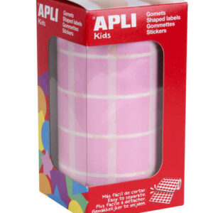 apli rollo con 1.770 gomets cuadrados 20x20mm 59 hojas pretroqueladas ideal para escuelas y talleres infantiles normas en 71 y fsc adhesivo base agua color rosa