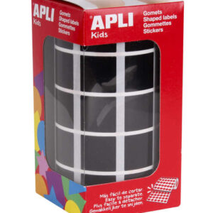 apli gomets cuadrados negros 20x20mm 59 hojas pretroqueladas 1770 gomets por rollo ideal para desarrollar habilidades y capacidades en niños cumple con normas de calidad y seguridad