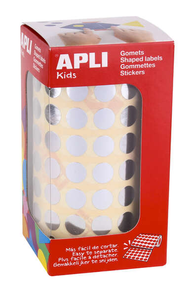 apli gomets redondos plata metalizado Ø 10.5mm 5192 unidades por rollo desarrolla habilidades y capacidades en niños